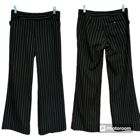 Trina Turk Pants - Trina Turk Y2K Pinstripe Low Rise Bootcut Trouser 0 Black Officecore Preppy 2000